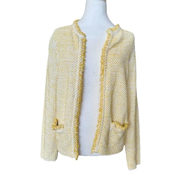 Massimo Dutti Size M, Yellow White Tweed Metallic Blazer Jacket Italian Yarn - Picture 1 of 14